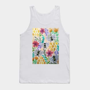 Honey bees, flowers and honey combs Tank Top